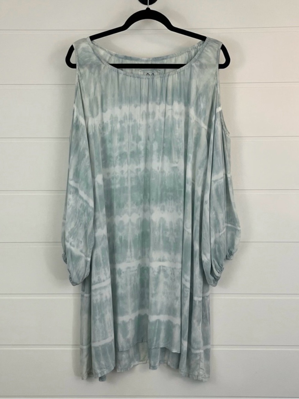 Johnny Was Pale Blue Tie-Dye Cold-Shoulder Dress